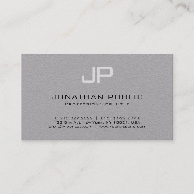 Trendy Design Elegant Monogram Simple Plain Luxury Business Card (Front)