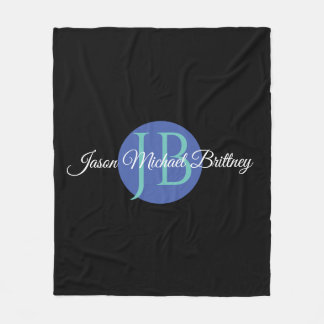 Trendy Design Personalise Kid's Name & Monogram Fleece Blanket