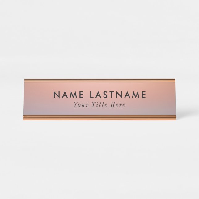 Trendy desk name plate with editable name & title  (Front)