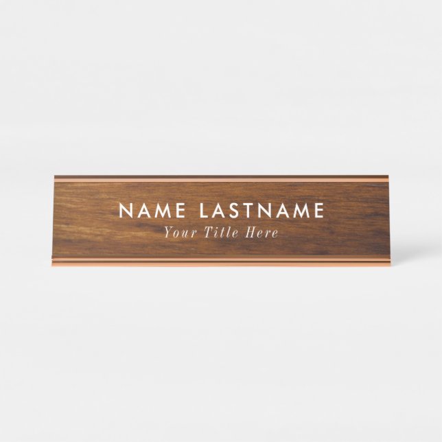Trendy desk name plate with editable name & title  (Front)