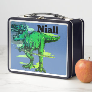 Trendy Dinosaur T Rex Personalised Metal Lunch Box