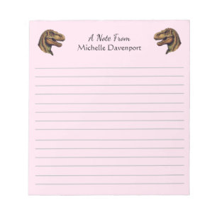 Trendy Dinosaur T-Rex Tyrannosaurus Pink Notepad
