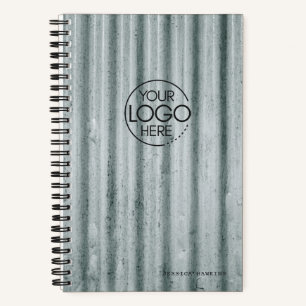 Trendy Distressed Corrugated Metal Modern Logo Notebook