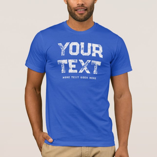 Trendy Distressed Text Mens Modern Royal Blue T-Shirt (Front)