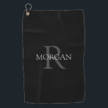 Trendy DIY Monogram & Name, Grey Text, Black<br><div class="desc">Personalise with your monogram and name in grey text on a black background. This stylish and trendy classic design makes a great gift for him or her.</div>