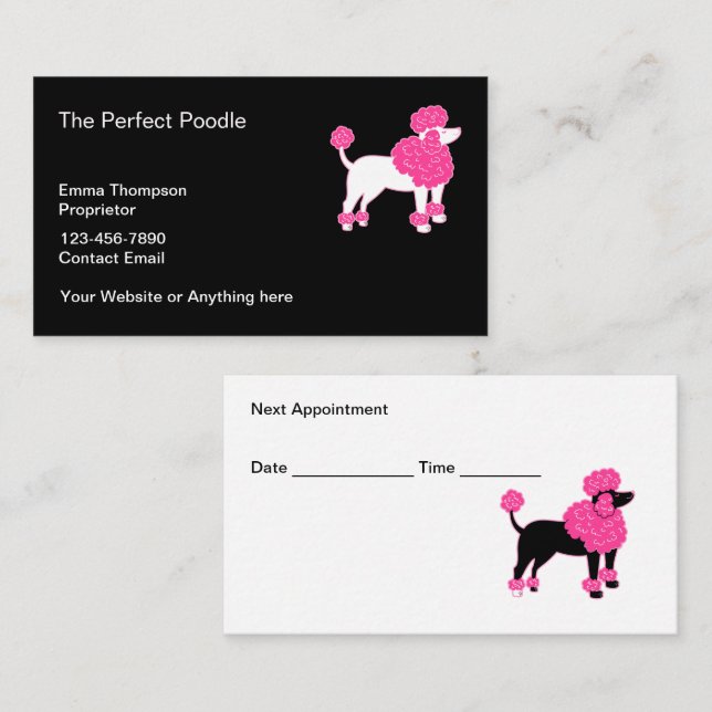 Trendy Dog Grooming Appointment Business Cards (Front/Back)
