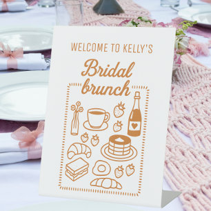 Trendy Doodle Hand Drawn Style Bridal Brunch  Pedestal Sign