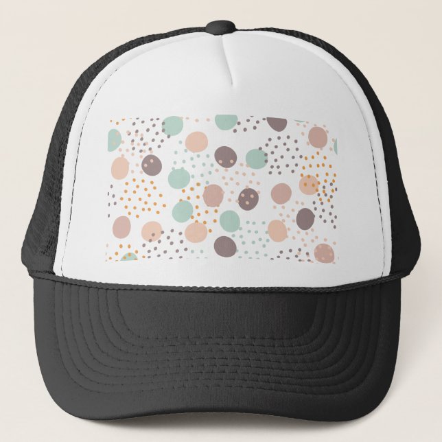 Trendy dots pattern trucker hat (Front)