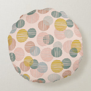 Trendy dots pattern wrapping paper round cushion