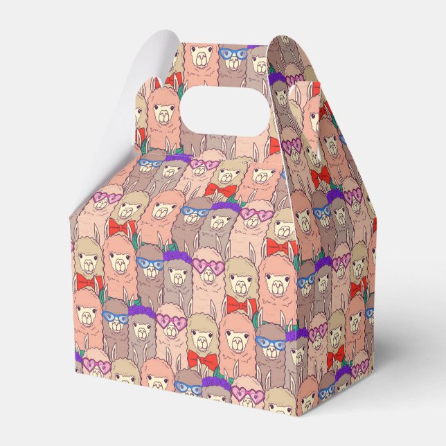Trendy Dressed Llama Pattern Favour Box (Front Side)