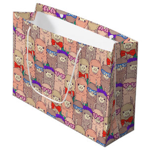 Trendy Dressed Llama Pattern Large Gift Bag