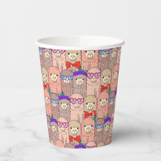 Trendy Dressed Llama Pattern Paper Cups (Left)