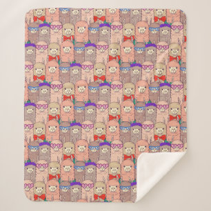 Trendy Dressed Llama Pattern Sherpa Blanket