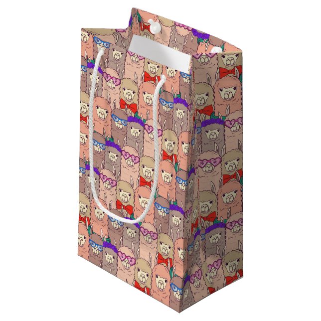Trendy Dressed Llama Pattern Small Gift Bag (Front Angled)