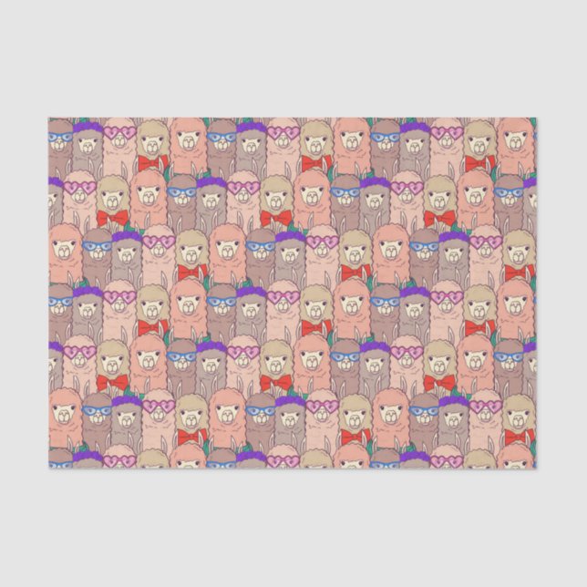 Trendy Dressed Llama Pattern Tissue Paper (Front)