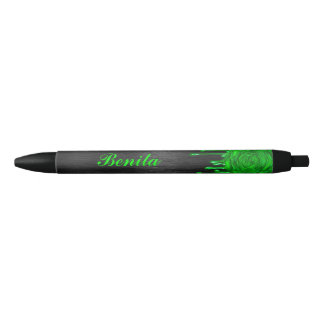 Trendy Dripping Roses Personalised Pens Green