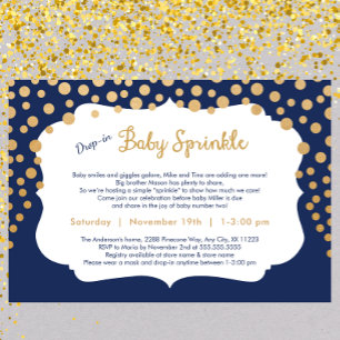 Trendy drop-in boy baby sprinkle invitations