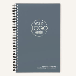 Trendy Dusty Blue Modern Logo Notebook