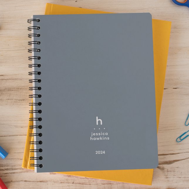 Trendy Dusty Blue Modern Monogram Weekly Planner (Creator Uploaded)
