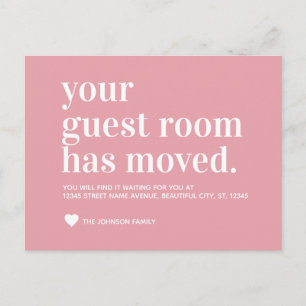 Trendy Dusty Pink Guest Room Moving Announcement Postcard