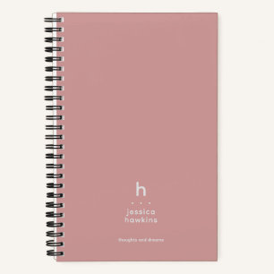 Trendy Dusty Rose Modern Monogram Notebook