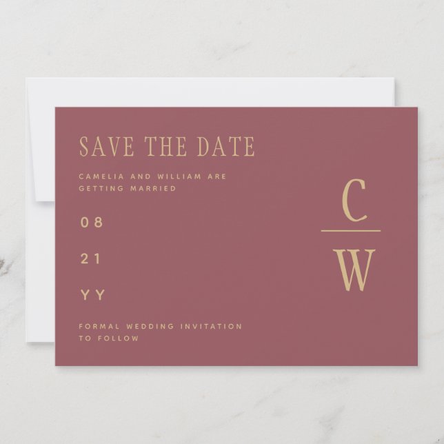 Trendy Dusty Rose Pink Gold Wedding SAVE THE DATE  (Front)