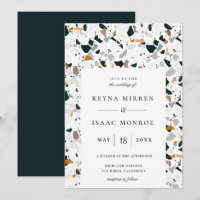 Trendy Earthy Terrazzo Artisan Frame Wedding Invit