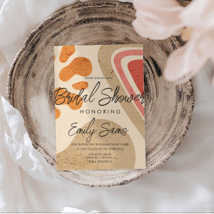 Trendy Earthy Tone Shapes Abstract Bridal Shower Invitation