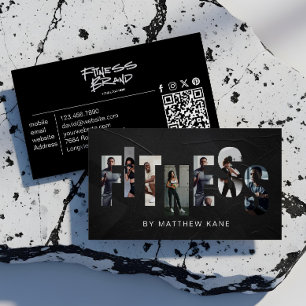Trendy Edgy Personal Trainer Fitness Photo Letter Business Card