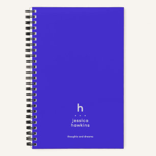 Trendy Electric Blue Modern Monogram Notebook