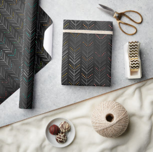 Trendy Elegant Black Faux Foil Rainbow Arrows Wrapping Paper