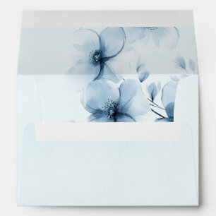 Trendy Elegant Blue Floral Wedding Invitation Envelope