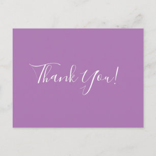 Trendy Elegant Calligraphy Lavender Thank You Postcard