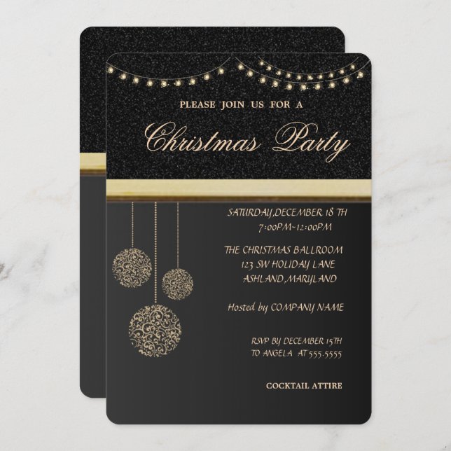Trendy Elegant Christmas Balls,Christmas Party Invitation (Front/Back)