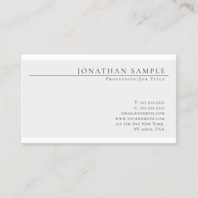 Trendy Elegant Colour Modern Chic Clean Design Business Card (Front)