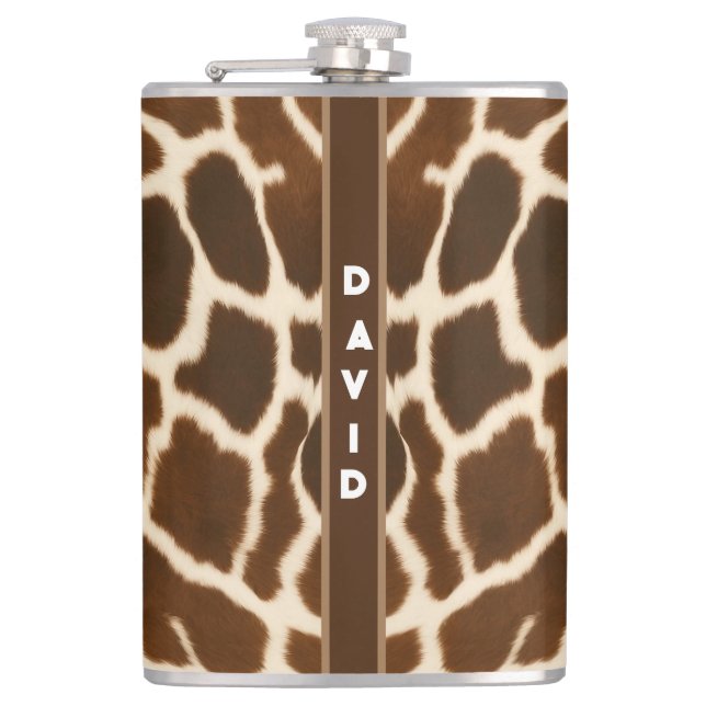 Trendy Elegant Cow Faux Leather Collection Hip Flask (Front)