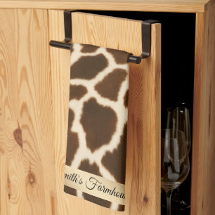 Trendy Elegant Cow Faux Leather Collection Tea Towel