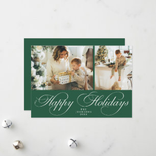 Trendy Elegant Family Photo Collage Christmas Holiday Card