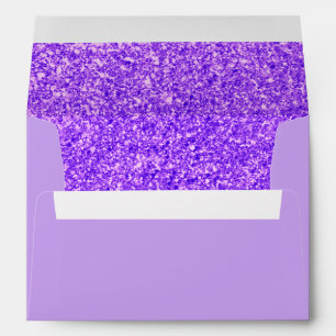 Trendy Elegant Faux Glitter Purple Gold Envelope
