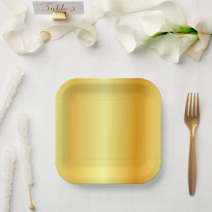 Trendy Elegant Faux Gold Glamourous Template Paper Plate