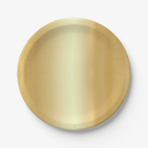 Trendy Elegant Faux Gold Simple Design Template Paper Plate