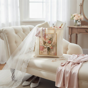 Trendy Elegant Geometric Bridal Flower Bouquet  Tote Bag