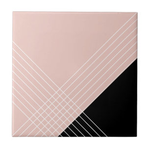 Trendy Elegant Geometric Chic On Blush And Black Tile