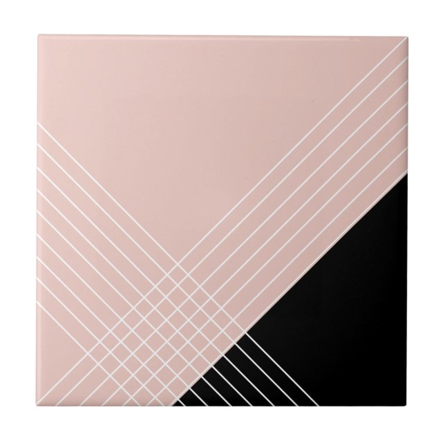 Trendy Elegant Geometric Chic On Blush And Black Tile (Front)