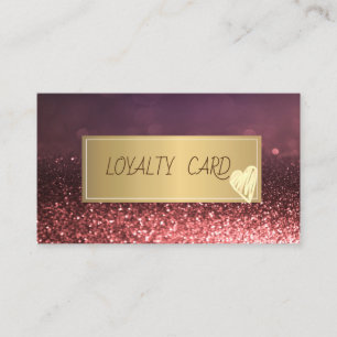 Trendy Elegant Glitter Bokeh,Frame, Gold Hearts Loyalty Card