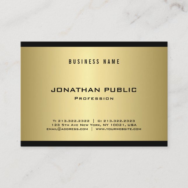 Trendy Elegant Gold Look Modern Glam Plain Luxury Business Card (Front)