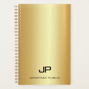 Trendy Elegant Gold Look Modern Monogram Name Planner
