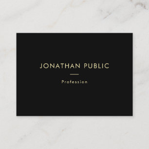 Trendy Elegant Gold Name Black Template Modern Business Card