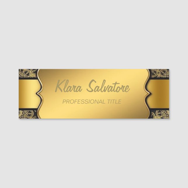 Trendy Elegant Gold  Name Tag (Front)