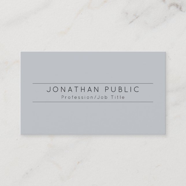 Trendy Elegant Grey Modern Simple Design Template Business Card (Front)